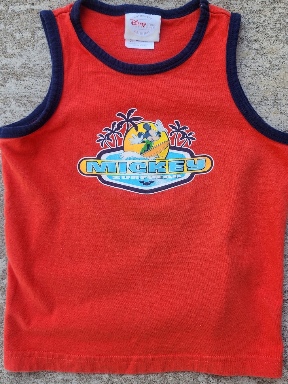Vintage Disney Mickey Mouse Red Kids Youth Tank Top, Mickey Surfgear Sz XS 4/5